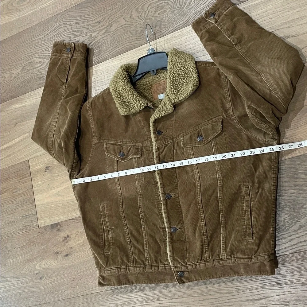 Vintage Old Navy Trucker Jacket M Corduroy Sherpa Lined Work Coat Western Brown